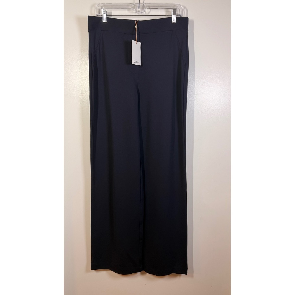 Quince Wide Leg Pants Women Large Black NWT Ultra-Stretch Ponte Business Casual